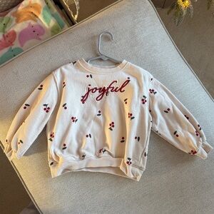 H&M Joyful Cream Sweatshirt with Red and Black Cherry Print